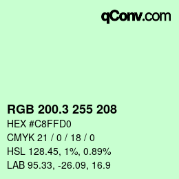 カラーコード: RGB 200.3 255 208 | qconv.com