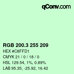 カラーコード: RGB 200.3 255 209 | qconv.com