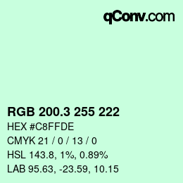 カラーコード: RGB 200.3 255 222 | qconv.com