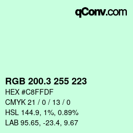 カラーコード: RGB 200.3 255 223 | qconv.com
