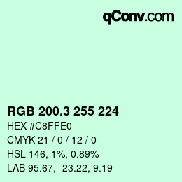 カラーコード: RGB 200.3 255 224 | qconv.com