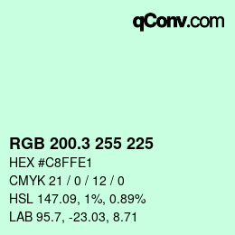 カラーコード: RGB 200.3 255 225 | qconv.com