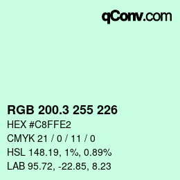 カラーコード: RGB 200.3 255 226 | qconv.com
