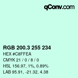 カラーコード: RGB 200.3 255 234 | qconv.com