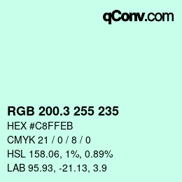 カラーコード: RGB 200.3 255 235 | qconv.com