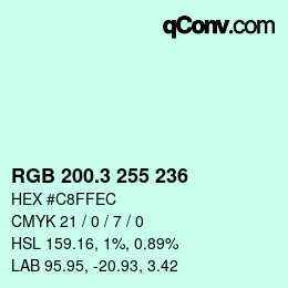 カラーコード: RGB 200.3 255 236 | qconv.com