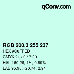 カラーコード: RGB 200.3 255 237 | qconv.com