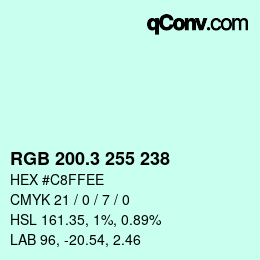 カラーコード: RGB 200.3 255 238 | qconv.com