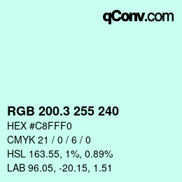 カラーコード: RGB 200.3 255 240 | qconv.com