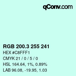 カラーコード: RGB 200.3 255 241 | qconv.com