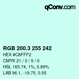 カラーコード: RGB 200.3 255 242 | qconv.com