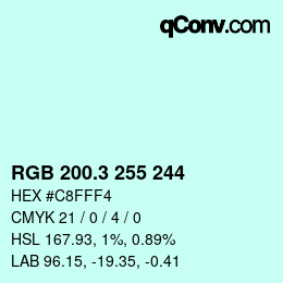 カラーコード: RGB 200.3 255 244 | qconv.com