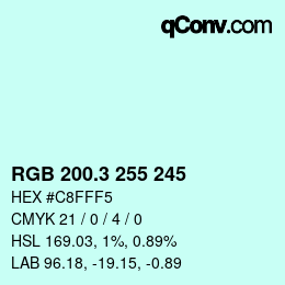 カラーコード: RGB 200.3 255 245 | qconv.com