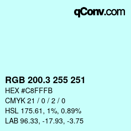 カラーコード: RGB 200.3 255 251 | qconv.com