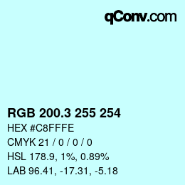 カラーコード: RGB 200.3 255 254 | qconv.com