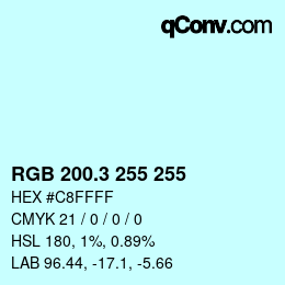 カラーコード: RGB 200.3 255 255 | qconv.com