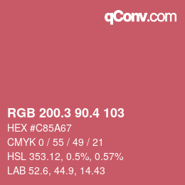 カラーコード: RGB 200.3 90.4 103 | qconv.com