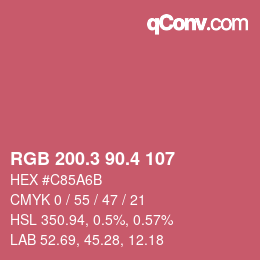カラーコード: RGB 200.3 90.4 107 | qconv.com