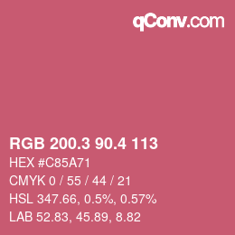 カラーコード: RGB 200.3 90.4 113 | qconv.com