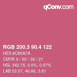 カラーコード: RGB 200.3 90.4 122 | qconv.com