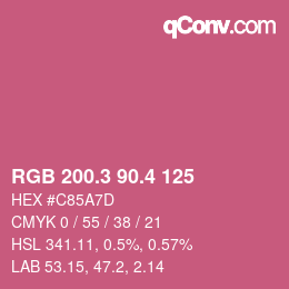 カラーコード: RGB 200.3 90.4 125 | qconv.com