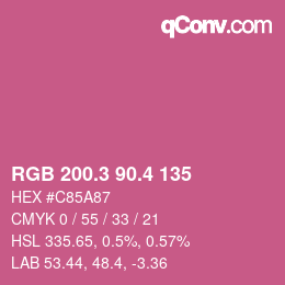 カラーコード: RGB 200.3 90.4 135 | qconv.com