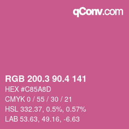 カラーコード: RGB 200.3 90.4 141 | qconv.com