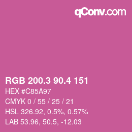 カラーコード: RGB 200.3 90.4 151 | qconv.com