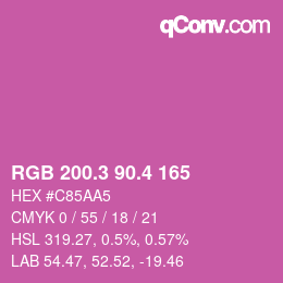 カラーコード: RGB 200.3 90.4 165 | qconv.com