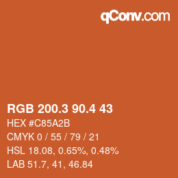 カラーコード: RGB 200.3 90.4 43 | qconv.com