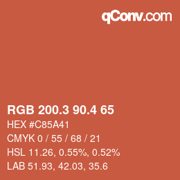 カラーコード: RGB 200.3 90.4 65 | qconv.com