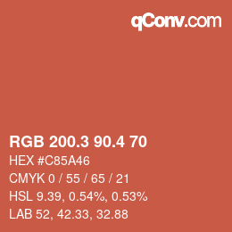 カラーコード: RGB 200.3 90.4 70 | qconv.com