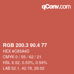 カラーコード: RGB 200.3 90.4 77 | qconv.com