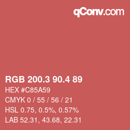 カラーコード: RGB 200.3 90.4 89 | qconv.com