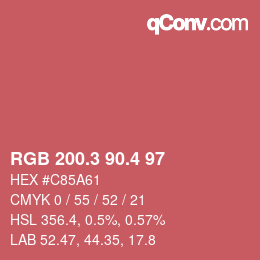 カラーコード: RGB 200.3 90.4 97 | qconv.com