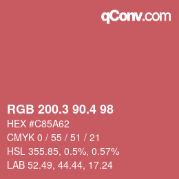 カラーコード: RGB 200.3 90.4 98 | qconv.com