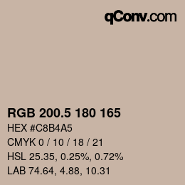 Código de color: RGB 200.5 180 165 | qconv.com