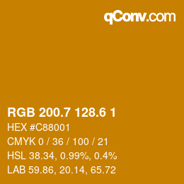 カラーコード: RGB 200.7 128.6 1 | qconv.com