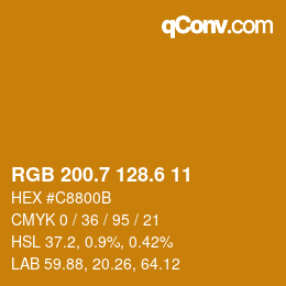 カラーコード: RGB 200.7 128.6 11 | qconv.com