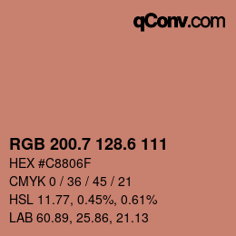 カラーコード: RGB 200.7 128.6 111 | qconv.com