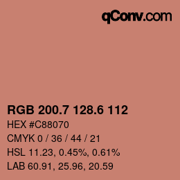 カラーコード: RGB 200.7 128.6 112 | qconv.com