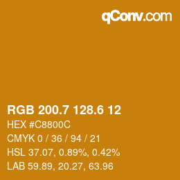 カラーコード: RGB 200.7 128.6 12 | qconv.com