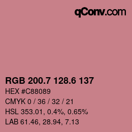 カラーコード: RGB 200.7 128.6 137 | qconv.com