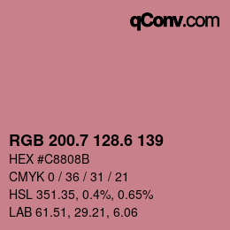 カラーコード: RGB 200.7 128.6 139 | qconv.com