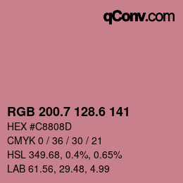カラーコード: RGB 200.7 128.6 141 | qconv.com