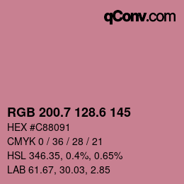 カラーコード: RGB 200.7 128.6 145 | qconv.com