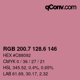 カラーコード: RGB 200.7 128.6 146 | qconv.com
