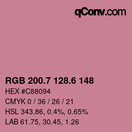 カラーコード: RGB 200.7 128.6 148 | qconv.com
