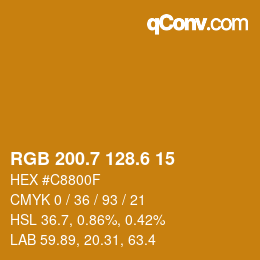 カラーコード: RGB 200.7 128.6 15 | qconv.com