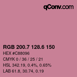 カラーコード: RGB 200.7 128.6 150 | qconv.com